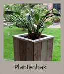 Plantenbak van steigerhout met uitneembare binnenbak, 60x60x100 cm.