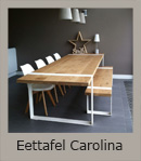 Eiken eettafel met stalen onderstel en bijpassend bankje (300x100 cm)